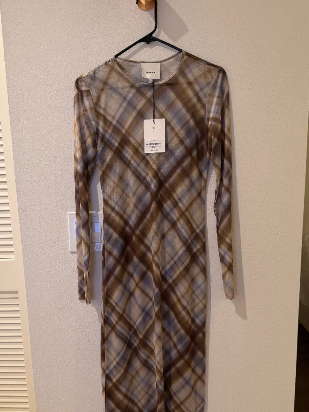 Reformation Rene Mesh Knit Dress Natural - Size S